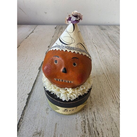 Nicole Sayre pumpkin Jack box decor clown Halloween figurine statue - Picture 1 of 7
